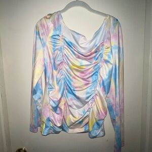 Pastel gathered rainbow top